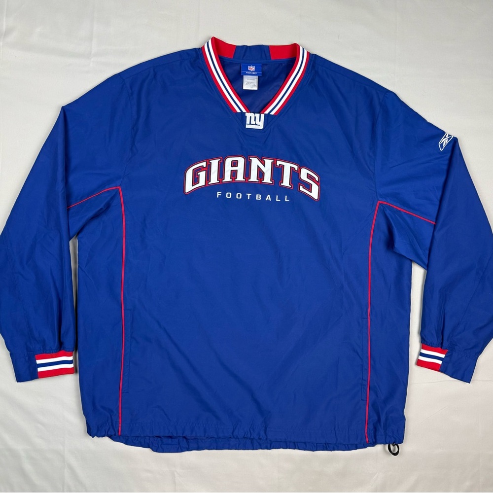 Vtg Reebok New York Giants Mens Pullover Windbreaker Jacket 2XL Y2K Blue A5